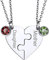 GoldChic Jewelry Heart Puzzle Necklace Personalised with Birthstones, Stainless Steel 2pc Jigsaw Pendant For Couples BFF