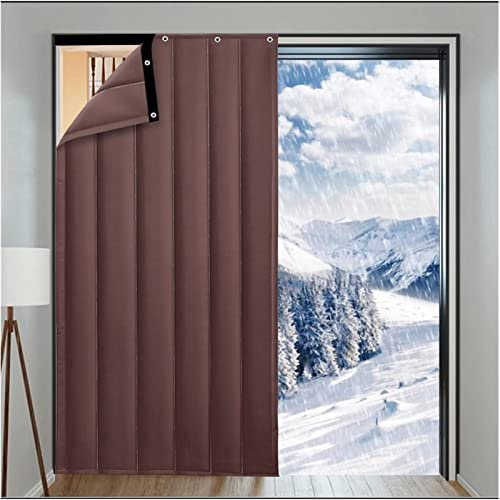AYLYHD Thermovorhang Gegen Hitze KäLteschutzvorhang HaustüR 3cm Verdicken Warme Vorhänge Winddicht Kälteschutz Abgeschnitten Vorhang, Anpassbar (Color : Brown, Size : 80x200cm/31.5x78.74in)