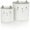com-four® 2-teiliges Set Aufbewahrungskörbe Katze - Körbe für Babyprodukte, Bücher oder Spielzeug - Aufbewahrungstaschen ohne Deckel - Kinderzimmer (2 Stück - grau/weiß/schwarz)