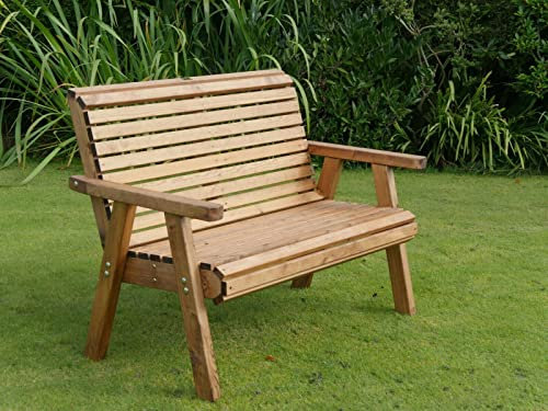 TouCan Hammocks 2 Seater Person Wooden Garden Bench Luxury Love Seat Chair Patio Set Treated made by Hammocks, Red