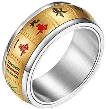 Ring Männer, Drehbarer Mahjong Spinner Fidget Ring Gold-A Größe 60 (19.1)