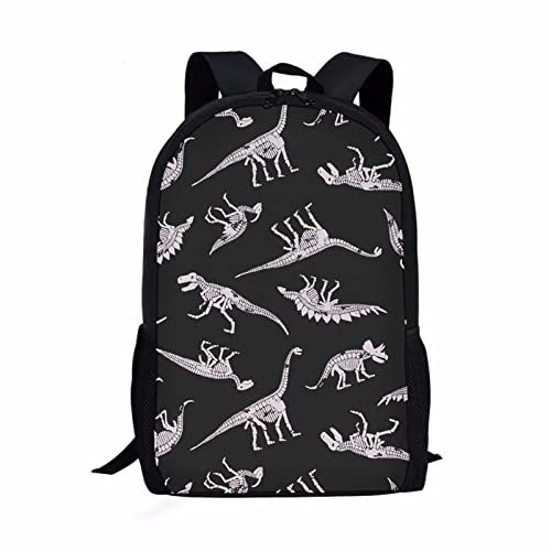 POLERO Softball-Rucksack Schulranzen Schultasche für Jungen Mädchen Sport Ball Druck Büchertasche 43,2 cm lässiger Tagesrucksack, Dinosaurier-Knochen-Druck, Einheitsgröße