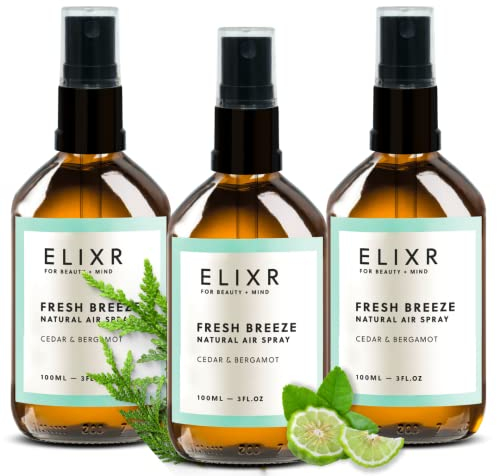 ELIXR Raumspray Fresh Breeze 3x 100ml I Zeder Bergamotte I mit 100% naturreinen ätherischen Ölen I Natürliches Raumduft Spray, Raumspray, Airspray