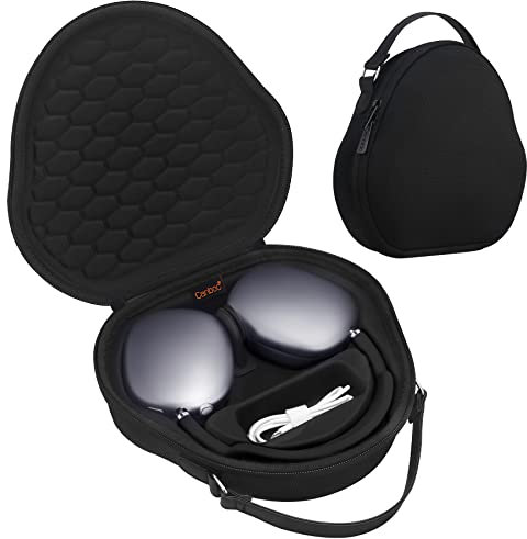Canboc Funda Airpods MAX para Auriculares inalámbricos Apple AirPods MAX, Funda Inteligente para Auriculares, Espacio Adicional para Cable y Cargador, Color Negro (Tejido)