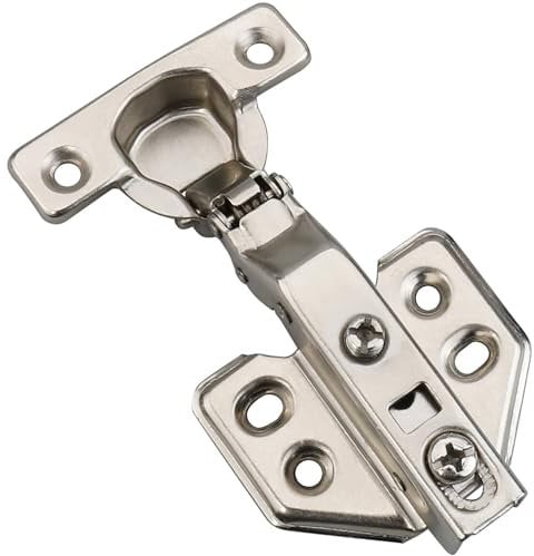 Kimdot 2 Stück 26 mm Mini-Scharnier für Billy Schrank, europäische Vollauflage, sanft schließende Schranktürscharnier für dünne Türen, vernickelt