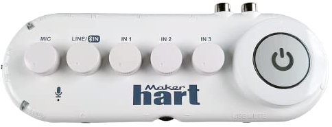 Maker hart Just Combo V- 5 Channel Bluetooth audio mixer with 4-input/Stereo microphone power Input/USB Bluetooth Audio input output/Built-in microphone for receive a phone call Karaoke Podcast