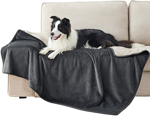 Lesure wasserdichte Hundedecke Grosse Hunde - 152x127cm Outdoor Hundedecke waschbar, Hundedecke Sofaschutz aus Sherpa Fleece, Katzendecke flauschig und weich, Dunkelgrau