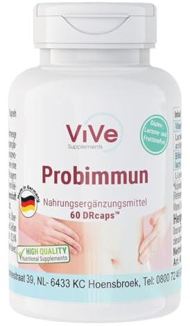 Probimmun mit Bakterienkulturen - 60 zeitverzögerte DRCaps - schluckfreundlich - Lactobacillus acidophilus + Bifidobacterium lactis - hochdosiert | Qualität aus Deutschland von ViVe Supplements