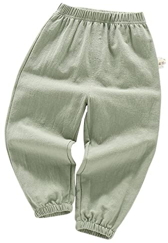 Pantaloni in lino per bambini, 2-7 anni, verde, 5-6 Anni