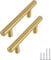 goldenwarm 5Pack Gold Cupboard Handles 96mm Hole Centers Gold Handles for Drawer & Kitchen, Stainless Steel Modern