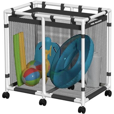 POOL FELLOWS Pool-Aufbewahrungsbehälter, 397 Liter, 62 x 92 x 96 cm, Halter für Nudeln, Spielzeug, Schwimmer, Handtücher, Netz-Organizer für Schwimmausrüstung, Basic Style