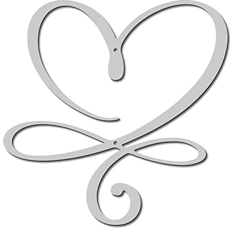 CREATCABIN Infinity Herz Metall Wandkunst Wanddekoration Liebe Eisen Wandschilder Hängende Metallornament Skulptur Für Balkon Garten Zuhause Wohnzimmer Dekoration Silber 30cm