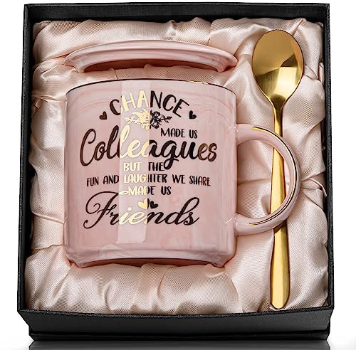 ALBISS Regali di compleanno per colleghi, regali di pensionamento e promozione, regali di addio, tazza in marmo oro rosa da 14 once, confezionata