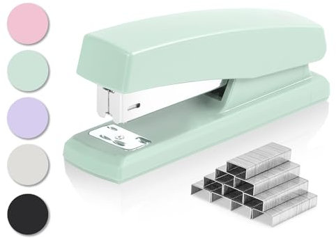 Deli Heftgerät, Schreibtischhefter mit 640 Heftklammern, Bürohefter, 25 Blatt Kapazität, Grün