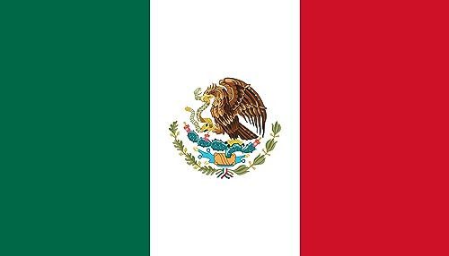 Bandera - 90 x 150 cm / 150 cm 90 cm - de poliéster con ojales dorados - Duradera y resistente a la intemperie (México)