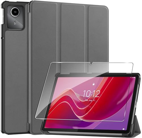Funda para Lenovo Tab M11 2024 11 Inches+1 Pack Cristal Vidrio Templado,con Función Soporte,Anti-Arañazos Protectora Case función-Grey