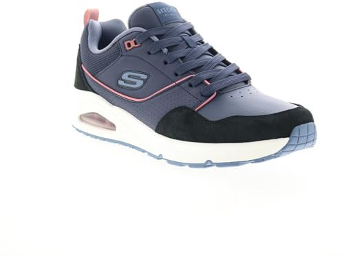 Skechers Men's Uno Retro One Sneaker, Navy Leather and Suede/Duraleather/Mesh, 10 UK