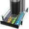 ROWISE Tiroir à dosettes de café, tiroir en verre trempé compatible avec les capsules Nespresso Vertuo, peut contenir jusqu'à 40 capsules, taille 33 x 37,3 x 8,9 cm
