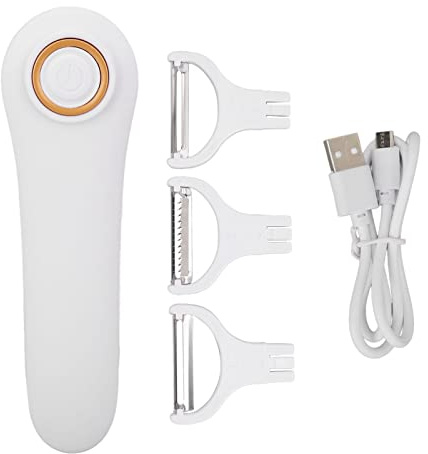 Electric Potato Peeler, Automatic Fruit Vegetable Peeler Handheld Electric Peeler USB Rechargeable with 3 Interchangeable Blades, for Potatoes Cucumbers Carrots