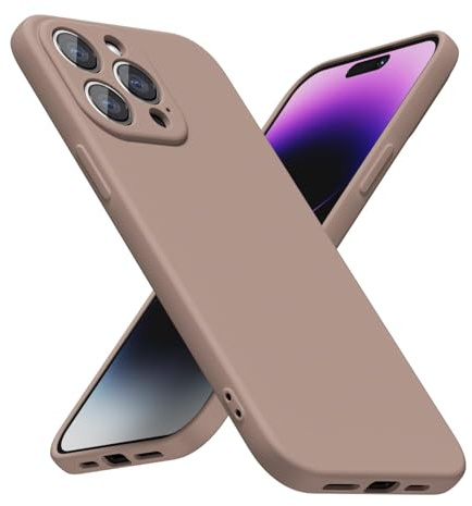 LoeoeL for iPhone 14 Pro Max Phone Case Silicone, Minimalist Ultra Thin Slim Soft Rubber Gel Solid Color Matte TPU Cute Case for Women Men, Girly Plain Aesthetic Design & Camera Cover, Brown Fall