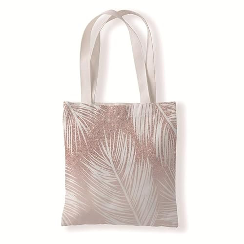 Kinde Sac Fourre Tout Rose Or Tropical Sac Cabas Chanvre de Coton tote bag Réutilisable Cabas Femme Pliable Sac Cabas Femme Lavable Sac en Tissu Durable Sac en Toile Cadeaux 30x40cm/1 Pcs
