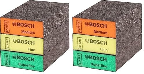Bosch Professional 3x Expert S471 Standard Blocks (for Softwood, Paint on wood, 69 x 97 x 26 mm, Grade Medium/Fine/Superfine, Accessories Hand Sanding) (Pack of 2)