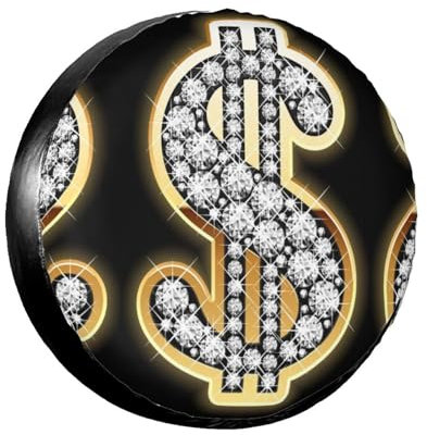 Goldener Dollar-Schild-Druck, überlegener Reifenschutz, Voll-Suite-Design, Radabdeckung, ultrastark, wasserdicht und sonnenfest, Polyester-Reifenschutz