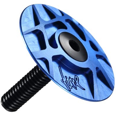 WANGBINGXING SteuersäTze Aluminium 7075 Kopfkappe Tune-Cap Steuersatzzubehör Extra leichte CNC-gefräste Oberseite und Bolzenvorbaukappe Fahrradteil Bike Risk(Blue)