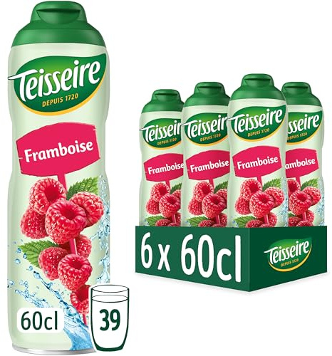 Teisseire Sirop de Framboise pour Boisson Rafraîchissante, Cocktails, Bidon Recyclable 6x60cl