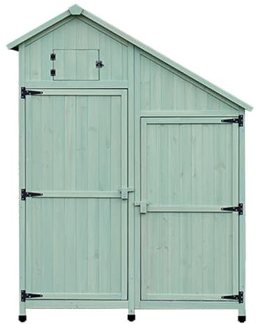 Outdoor Storage Shed Cabinet, Wooden Garden Shed with Double Lockable Doors & Lean-to Roof, Utility Outside Tool House for Balcony, for Patio, Lawn(Green)