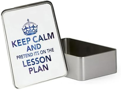 Giftme Keep Calm and Pretend It's On The Lesson Plan, Metal Tin Storage Box, Biscuit, Chocolate,Tin, Emergency Stuff Tin. (Rectangular)