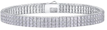 LOEXZAH Moissanit-Tennisarmband für Damen, 18 Karat Weißgold, vergoldet, Damen-Diamant, Hochzeitsarmband, Moissanit, Tennis, Verlobungsarmband, Labor gewachsener Diamant, Versprechen-Armband für Damen