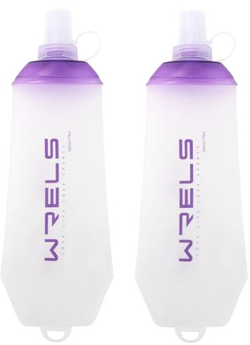 WRELS Pack de 2 Flasque Running 500ml-Gourde Running Souple avec Anneau de Suspension,Bouteille D'eau Pliable sans BPA pour Course à Pied, Trail