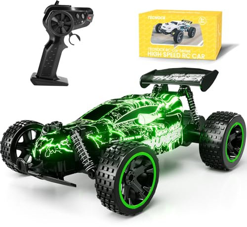 Tecnock Ferngesteuertes Auto 1:18 RC Auto mit LED-Lichtern, 2.4GHz All Terrain RC Auto mit wiederaufladbaren Batterien für 40 Min Spiel, Indoor Outdoor Spielzeug Geschenke für Jungen und Mädchen