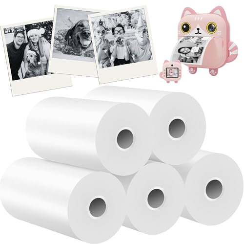 5 Rolls Kids Camera Print Paper Refill, Kids Instant Print Camera Photo Papers Compatible with Most Children Instant Print Camera, 2.2Inch, BPA Free