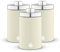 Swan SWKA18530CN Townhouse Set of 3 Kitchen Storage Canisters for Tea, Coffee, and Sugar with Pull Chrome Handles, Airtight Lids, Colour Coated Iron and Chrome Accents, 1.6L, Cream