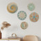 QINGLANG Juego de 5 cestas de pared tejidas para colgar en la pared, cestas de latón hechas a mano, platos de pared tejidos decorativos, decoración de casa de campo, juego de platos de pared tejidos,