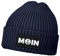 Neverless® Herren Beanie Wintermütze Patch Moin Nordisch Aufdruck Print Strickmütze Rippstrick Navy Unisize