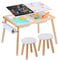 VEVOR Sensorisches Tischset Aktivitätstisch Kindersitzgruppe und Sand-und Wasserspieltisch mit 2 Hockern & 2 Aufbewahrungsbehältern & Papierrollenhalter, Kindertisch Holz – Geschenk für Kinder