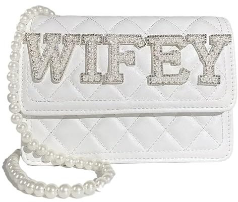VONCYKI Clutch-Tasche mit Aufschrift Wifey Bride Mrs, Brautparty, Strand, Hochzeit, Verlobung, Flitterwochen, Reisen, Junggesellinnenabschied, Dekoration, Geschenk, Wifey, Einheitsgröße