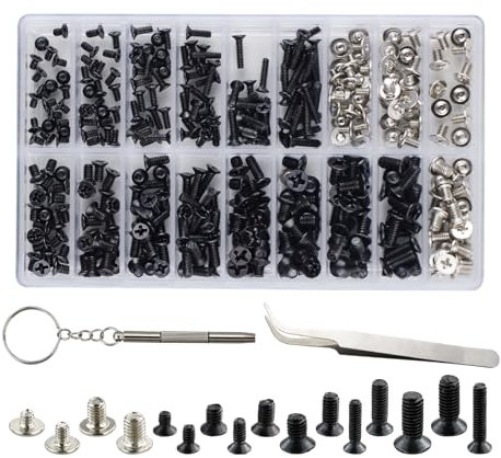 Lot de 355 mini vis pour ordinateur portable - Vis à tête plate - Pour ordinateur portable
