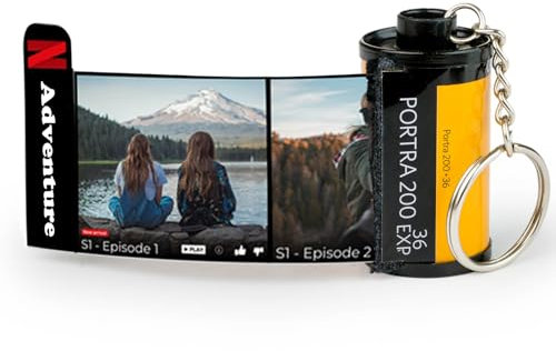 Wanapix | Schlüsselanhänger Filmrolle mit Fotos | Personalisierter Schlüsselanhänger mit 10 Fotos | Kodak Film Schlüsselanhänger mit Ihren Fotos darauf | Originelles Geschenk |Serie