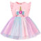 DivingBirds Girls' Dresses Unicorn Dress for Girl Ruffled Tulle Tutu Kids Dress Summer Outfits Party Gifts Pink 3-4 Years