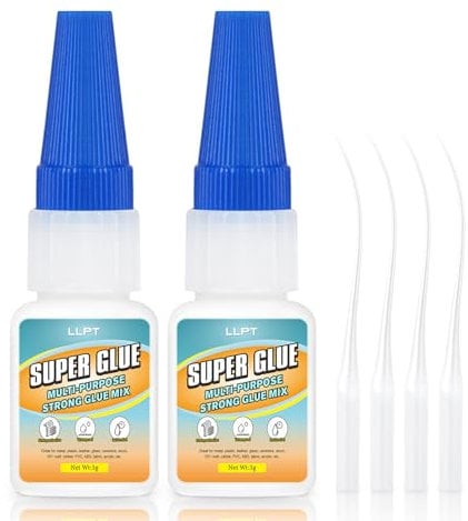 LLPT Super Glue | Net 3g | Clear All Purpose Superglue with Anti-Clog Cap | Super Fast Strong Thin Adhesive Professional | Plastic Metal Ceramic Glass Leather DIY Craft (LSG003-2) | 2 Packs