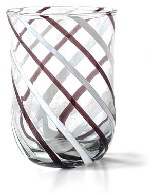 MAZZEGA ART & DESIGN - 6 Wassergläser - Spiralkylinder - aus Glas, mundgeblasen und handgearbeitet mit Muranoglas, Linie I Colori di Murano 400 ml. Made in Italy (6, Mix)