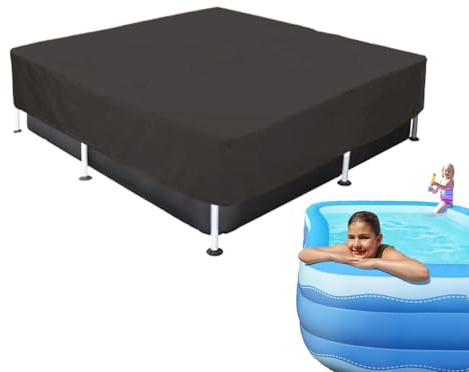 Poolabdeckung Rectangular Pool Cover Planenmaß Schwarz Sommer & Winter Poolplane | Solar Abdeckplane Oxford Tuch Beschichtete Abdeckung | Solarplane UV-Resistent Für Rectangular Frame Pool