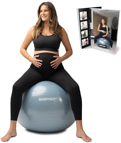BABYGO® Birthing Ball, Pregnancy & Labour, Award Winning Book | NHS Supplier. UK Brand, Loved By Over 1 Million Mums. Anti-Burst, Non-Slip. Online Exercises for Yoga, Birth & Recovery