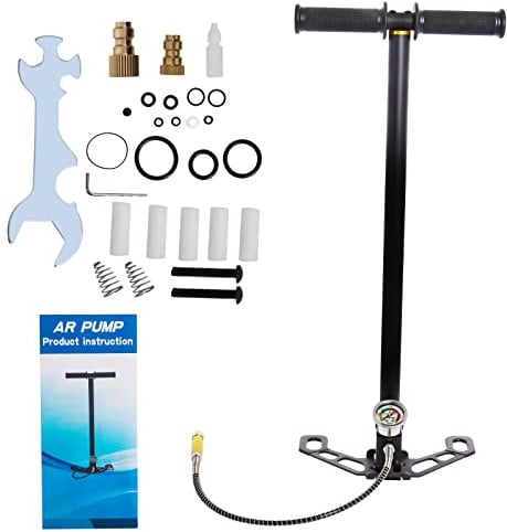 PCP Stirrup Pump Airguns Rifle Filling Stirrup Pump, High Pressure Hand Pump 3 Stage 6000 PSI for Paintball, PCP Cylinder & Pistols, Scuba Diving, Stainless Steel by Poweka(Black)