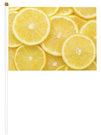 Bandiera palmare gialla con stampa limone, compatta e leggera, adatta per sfilate, eventi e supporto per i fan