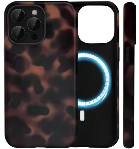 Amzfield Magnetic Case for iPhone 16 Pro, for MagSafe Tortoise Shell, Brown | Compatible with MagSafe Tortoise Shell Leopard Amber Dual Layer Shockproof Cute for Girl Women Drop Protection Artistic Girly